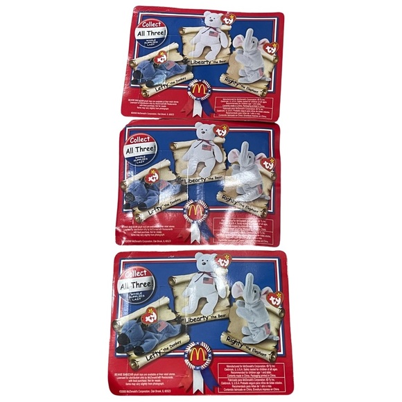 Rare Ty Teenie Beanie Babies AMERICAN TRIO - Complete set of 3, 2000 - Picture 2 of 5